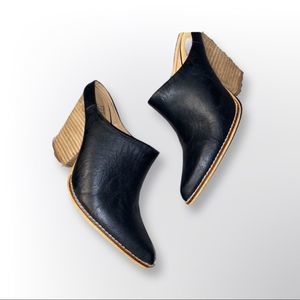 Beast Fashion Black Leather Mules Women size 8.5